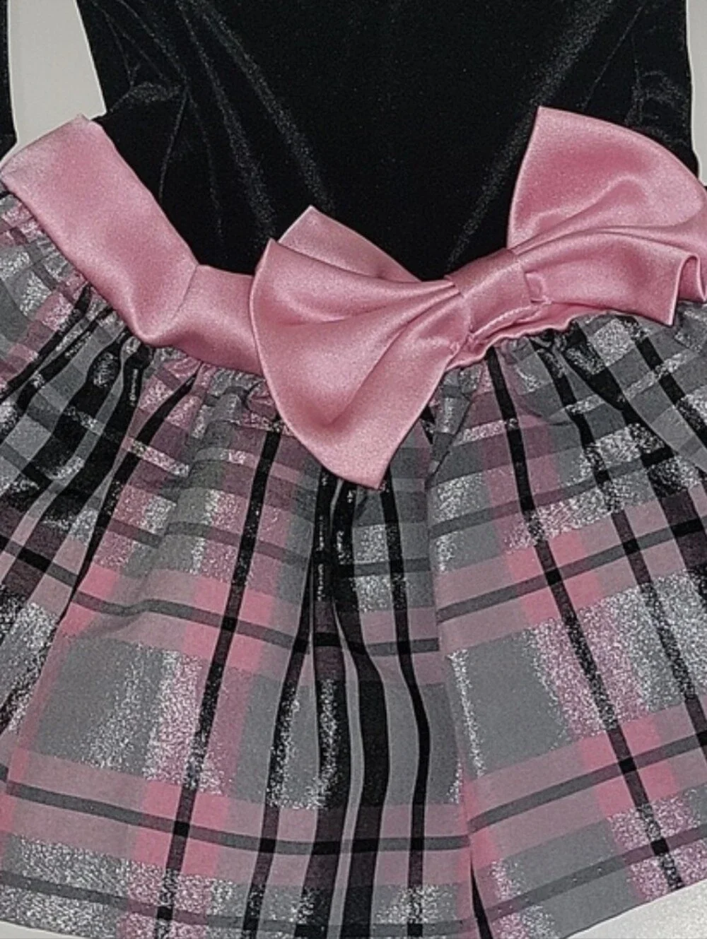 Adorable Bonnie Baby Formal 2 Pc Dress  Black Pink Silver Sz 12 Mos